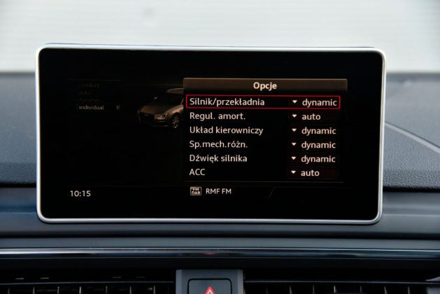 Audi RS 4 - ustawienia podzespołów