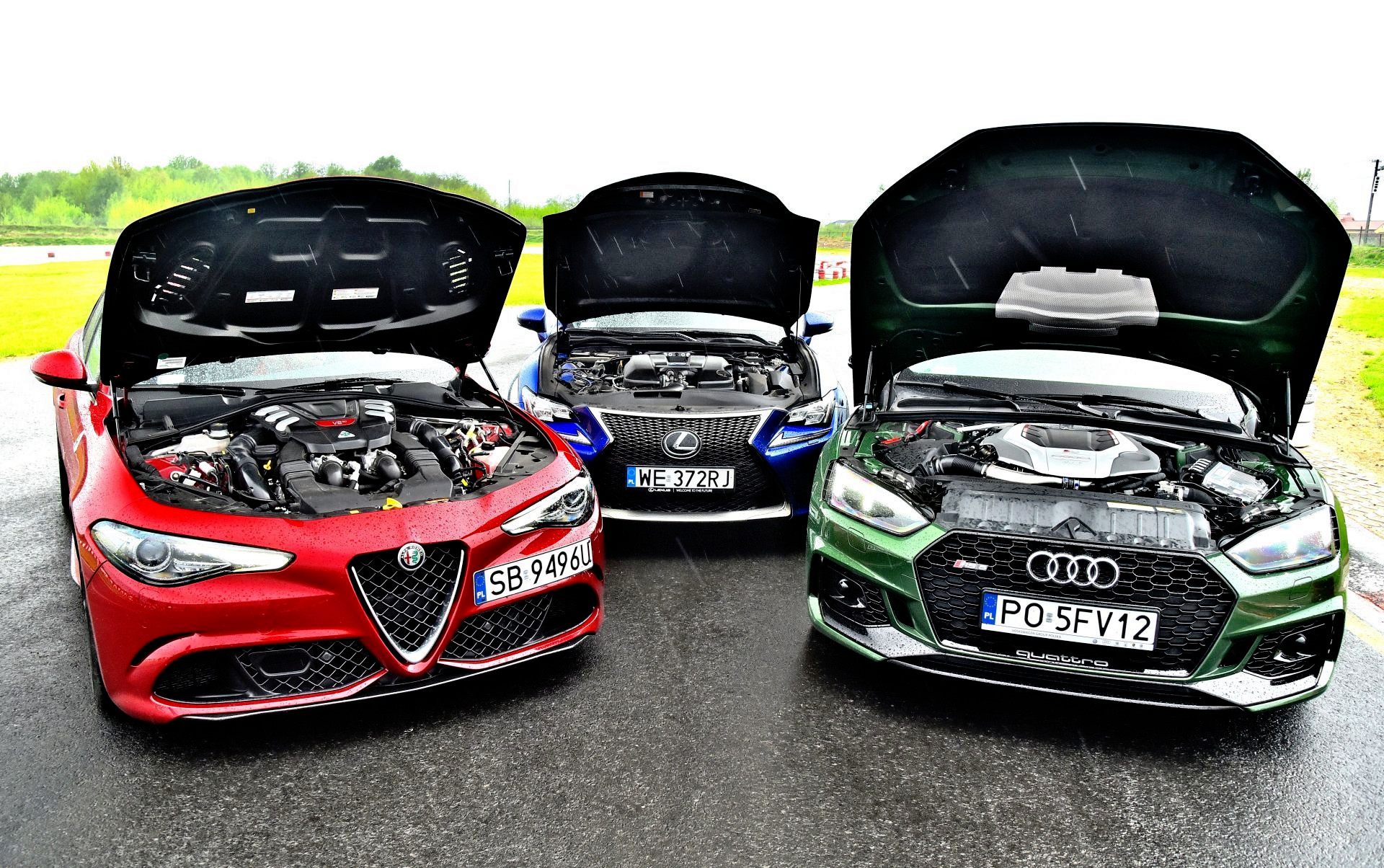Porównanie Alfa Romeo Giulia, Audi RS 5, Lexus RC F - otwierające
