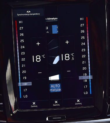 Volvo XC90 - ustawienia klimatyzacji