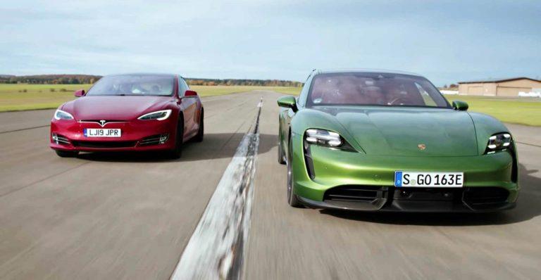 Porsche Taycan kontra Tesla Model S – test Top Gear