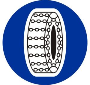 Znak C 18 nakaz jazdy z łańcuchami