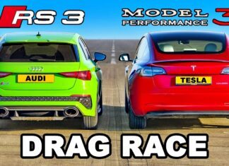 Audi RS 3 kontra Tesla Model 3 w wyścigu na 1/4 mili