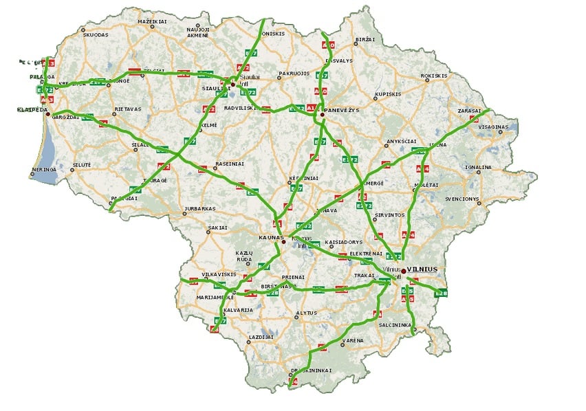 Litwa - mapa platnych drog