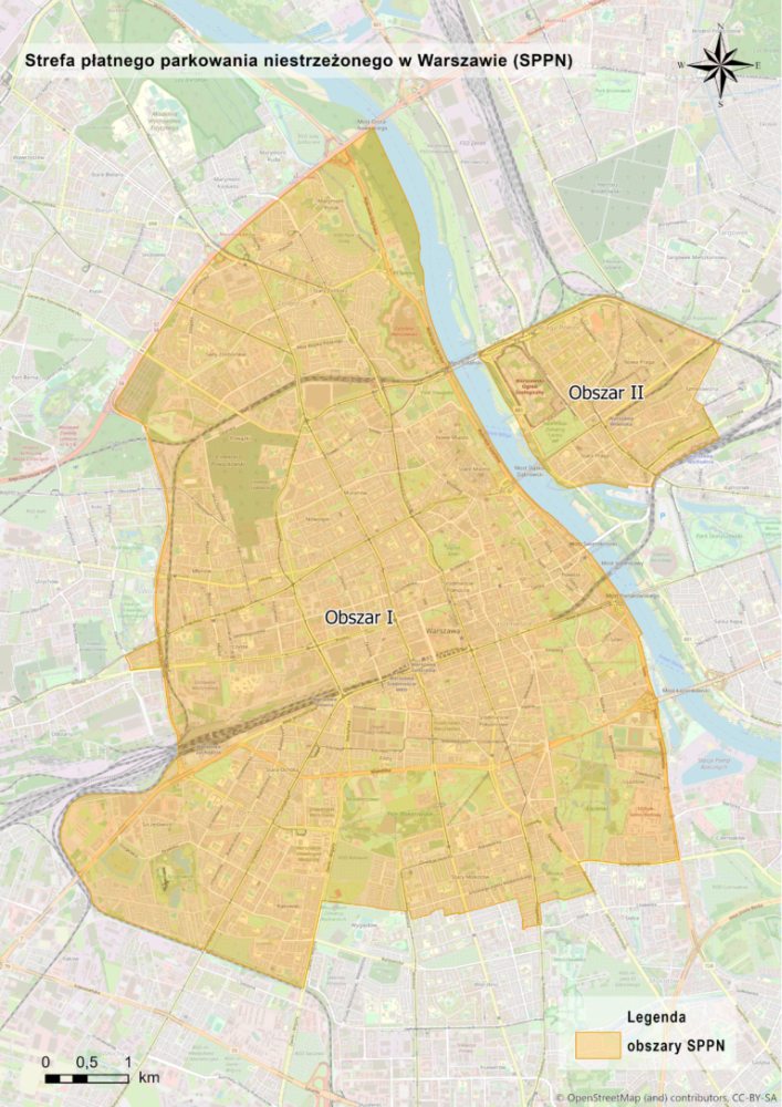 Strefa Platnego Parkowania Warszawa - mapa
